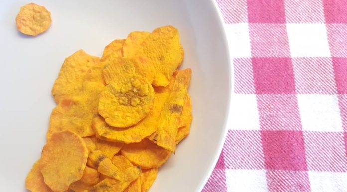 Lactosevrije glutenvrije zoete aardappelchips